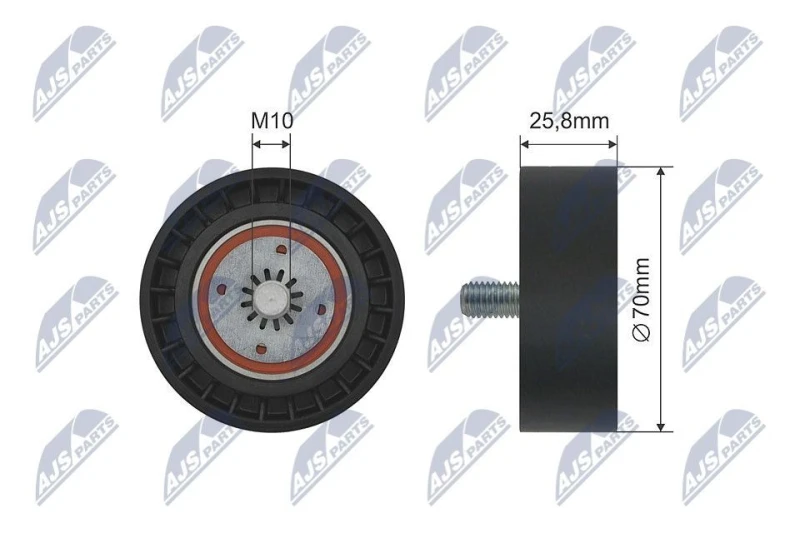 Image of NTY Deflection / guide pulley, V-ribbed belt NTY RNK-DW-006