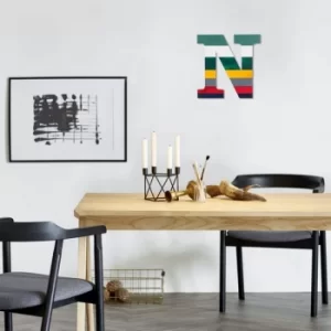 Image of Alphabet N 2 Multicolor Decorative Wooden Wall Accessory