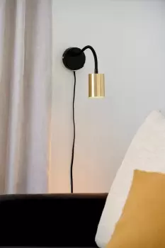 Image of Explore Flex Indoor Bedroom Living Dining Office Wall Light with Adjustable Lamp Head in Brass