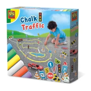 image of SES CREATIVE Childrens Pavement Chalk & Traffic Set, 3 Years and Above (02203)