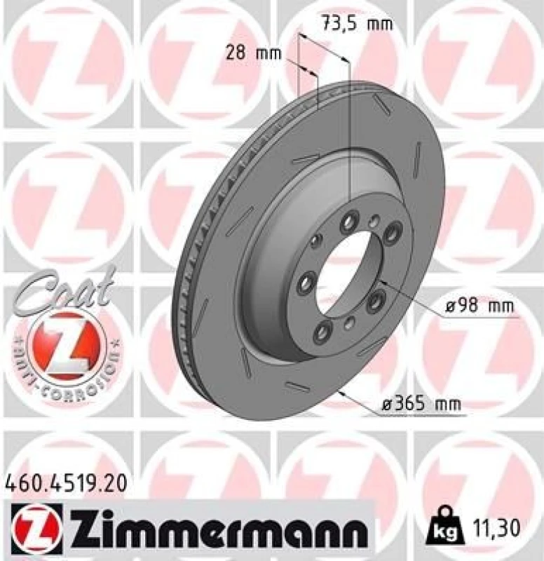 Image of ZIMMERMANN Brake disc ZIMMERMANN 460.4519.20