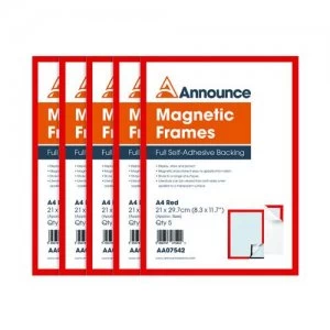 image of Announce Magnetic Frames A4 Red Pack of 5 AA07542