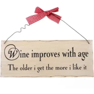 Image of Wine Improves With Age Hanging Sign