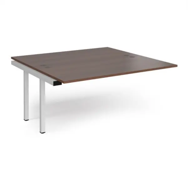 Image of Connex Bench Desk Add On 2 Person Rectangular Desks 1600mm Walnut Tops With White Frames 1600mm Depth Connex Walnut CO1616-AB-WH-W