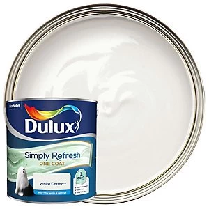 image of Dulux Simply Refresh One Coat White Cotton Matt Emulsion Paint 2.5L