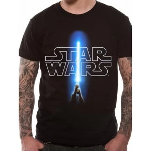 Image of Star Wars - Logo And Saber Mens Large T-Shirt - Black