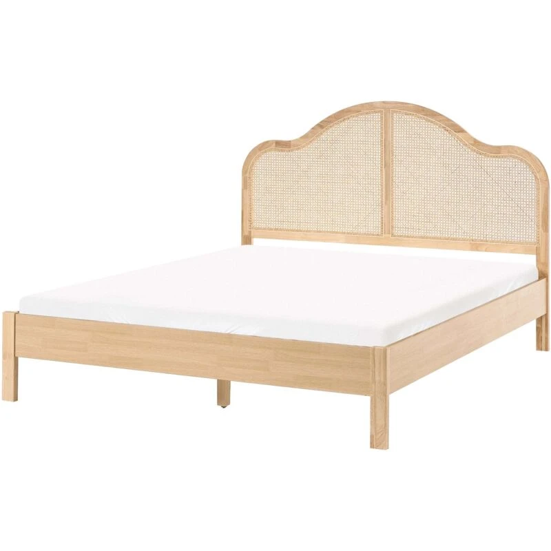 Image of Beliani Bed Hounoux 160 X 200 Cm (Eu King Size) Light Brown