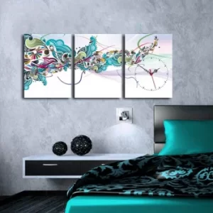 3P3040CS-51 Multicolor Decorative Canvas Wall Clock (3 Pieces)