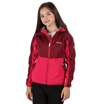 Image of Regatta Pink 'Bracknell II' Stretch Hooded Softshell Jacket - age 3-4