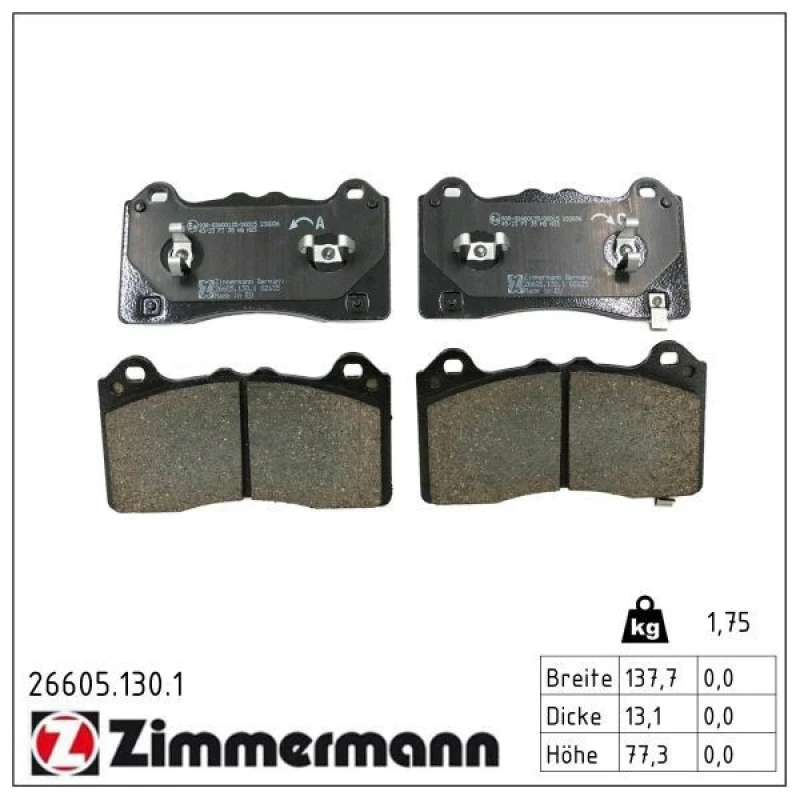 Image of ZIMMERMANN Brake pad set ZIMMERMANN 26605.130.1