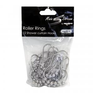 Image of Roller Rings Pack of 12 Shower Curtain Hooks Silver