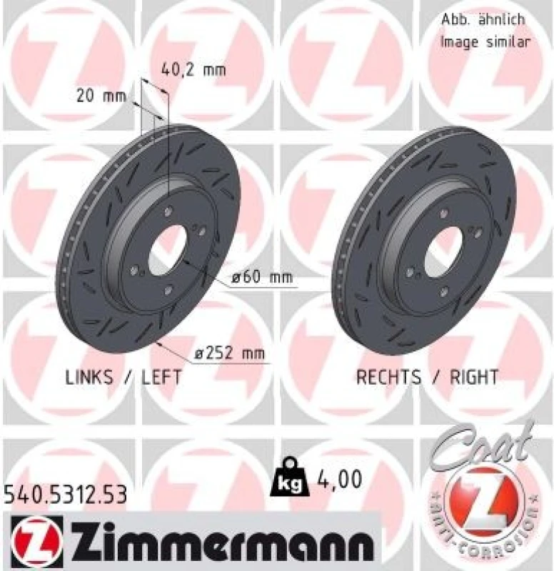 Image of ZIMMERMANN Brake disc ZIMMERMANN 540.5312.53