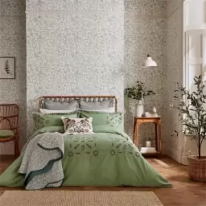 Image of Brophy Embroidery Duvet Cover Green - Green