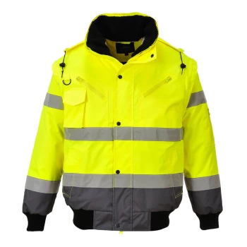 Image of Oxford Weave 300D Class 3 Hi Vis Contrast BomberJacket Yellow / Grey 3XL