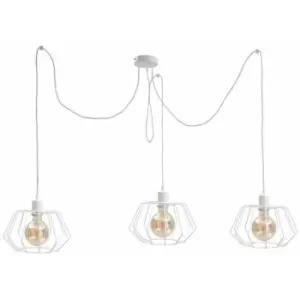 Image of Keter Luna Cluster Pendant Ceiling Light White, 3x E27