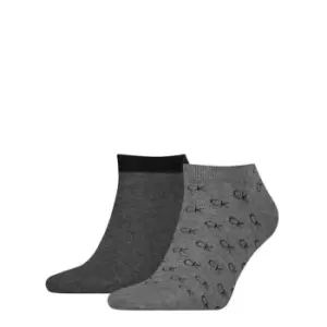 Image of Calvin Klein Print 2P Sneaker Socks 2 Pack - Grey