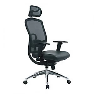 Image of Nautilus Designs Ltd. High Back Mesh Synchronous Executive Armchair with Adjustable Headrest And Chrome Base - Black