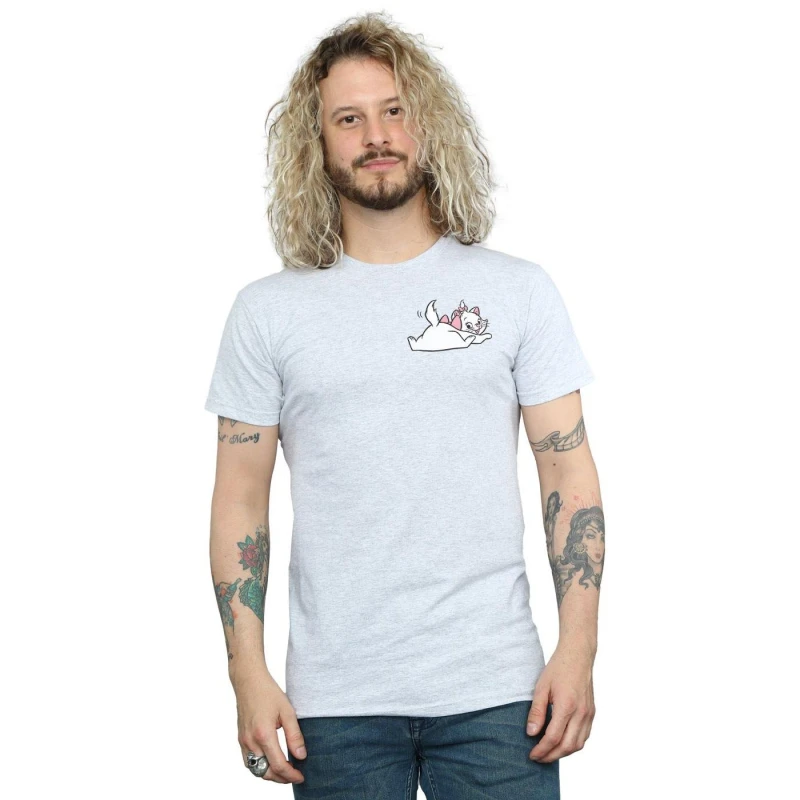 Image of Disney Men Aristocats Marie Sweet Backside Breast Print T-Shirt in Grey Size: Small Grey S Male 5059114673957
