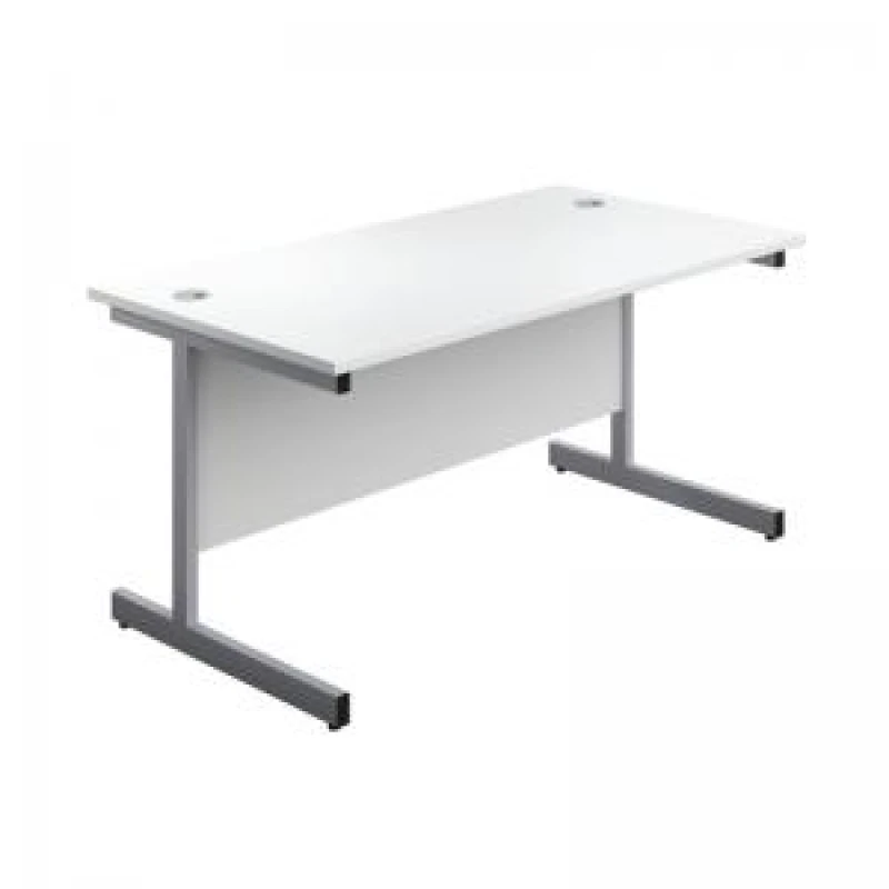 Image of First Single Desk with 3 Drawers Pedestal 1600x800mm White/Silver KF803607
