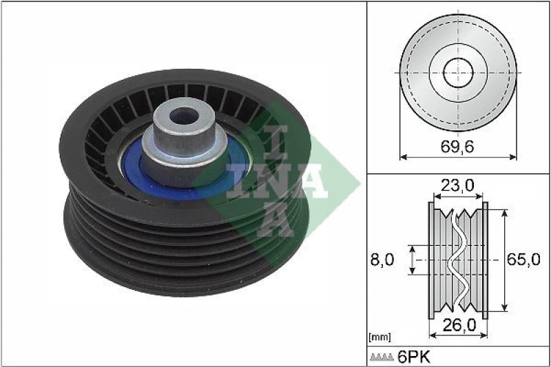 Image of Deflection / guide pulley, V-ribbed belt INA 532 0917 10