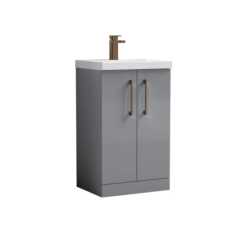 Image of BALTERLEY Balterley Level Modern Bathroom 2 Soft Close Door & Mid-Edge Vanity Unit Basin, Satin Grey, 500mm BALARN2201AH1516