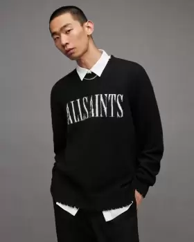 image of AllSaints Luka Logo Saints Crew Neck Jumper