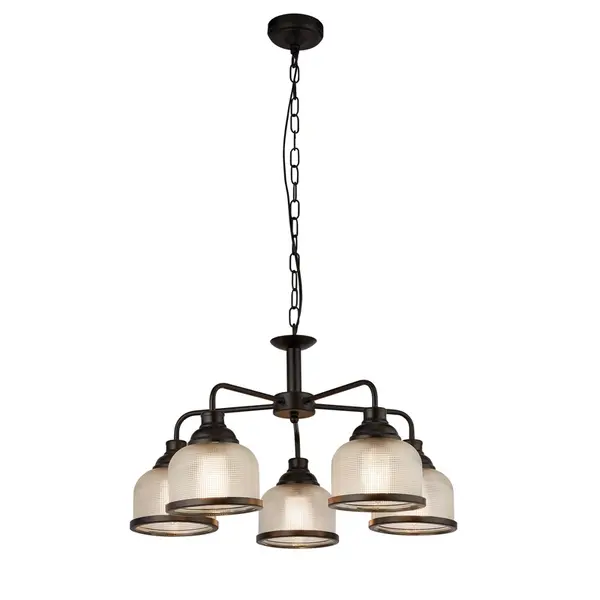 Image of Searchlight Highworth 5 Arm Glass Ceiling Pendant Light - Black
