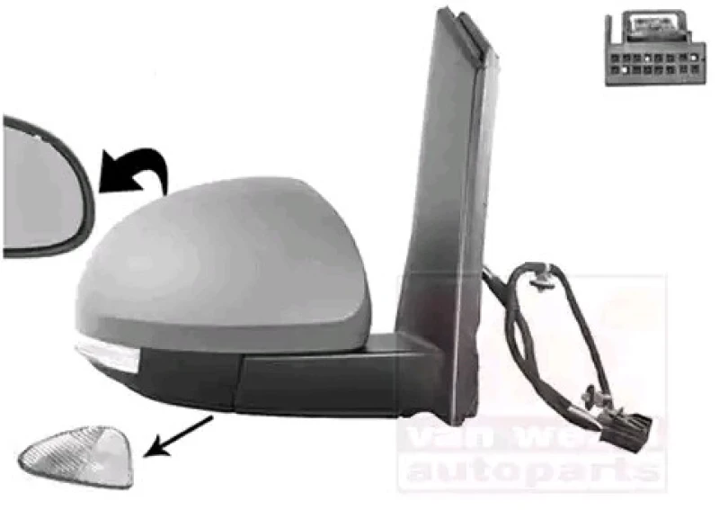 Image of VAN WEZEL 5776828 Wing mirror * HAGUS * Right, with memory, primed Outside Mirror (50)