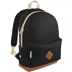 Image of Bagbase Heritage Retro Backpack / Rucksack / Bag (18 Litres) (Pack of 2) (One Size) (Black) - Black