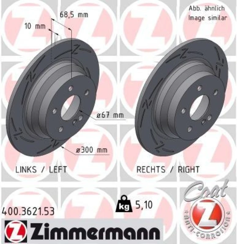 Image of ZIMMERMANN Brake disc ZIMMERMANN 400.3621.53