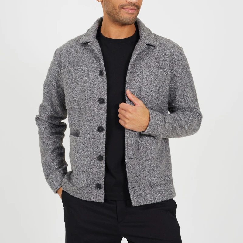 Image of Brave Soul BS Mens Boucle Shacket with Pockets Grey male Large