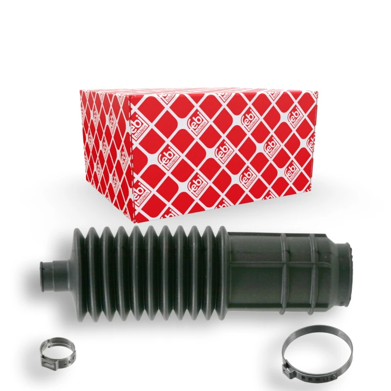 Image of FEBI BILSTEIN 12812 Bellow, steering Rubber, with clamps, Front Axle Right Rubber Bellow,steering (195)