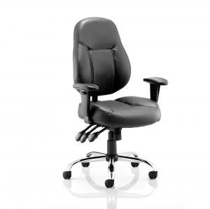 Trexus Storm Task Operator Chair With Arms Bonded Leather Black Ref