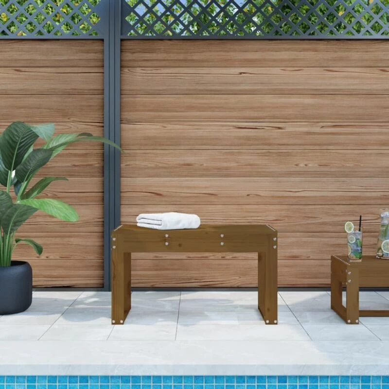 Image of vidaXL Garden Bench Honey Brown 80x38x45cm Solid Wood Pine, Brown 825089