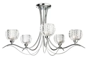 image of Blanche 5 Light Semi Flush Multi Arm Ceiling Light Chrome, Moulded Clear Glass, G9