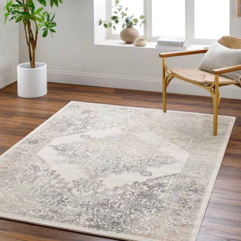 Image of Livabliss Vintage Oriental Boho Light Brown/medium Grey Ceren Area Rug 160 X 215cm - Easy Care, Ideal For Living Room & Bedroom