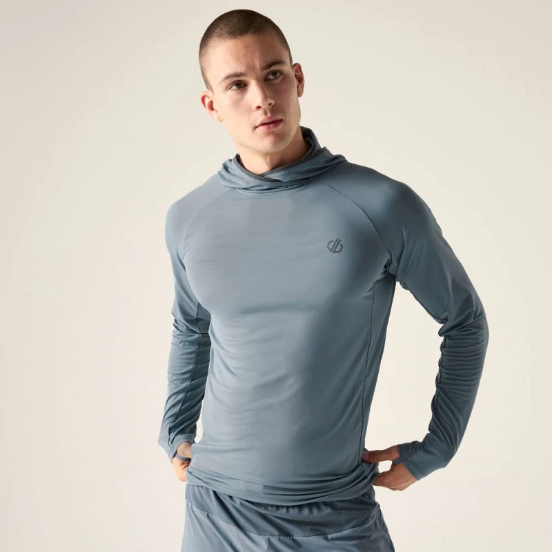 Image of Dare 2b Mens Sprint City Running Hooded Midlayer in Grey Size: Medium Grey Male M