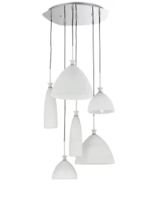 image of SWING 6 Light Cluster Pendant Ceiling Light White 54x27cm