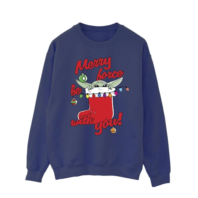 Image of Star Wars Star Wars Men Merry Force Be With You Sweatshirt in Navy Size: Small Navy S Male 5063376849555