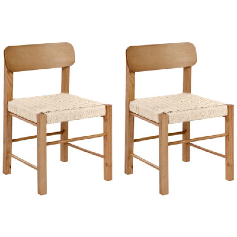 Image of Beliani Set Of 2 Dining Chairs Allos Wood Brown