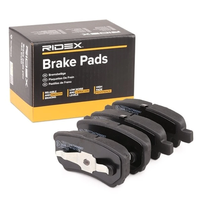 Image of RIDEX 3405B2275 Brake disc and pads set Rear Axle, Brake Disc Type: internally vented, with acoustic wear warning Brake Set,disc brakes (3405)