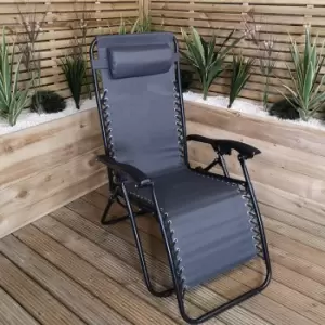 image of Multi Position Textoline Garden Relaxer Chair Lounger - Light Grey