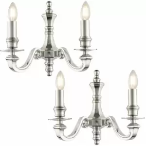 image of Loops - 2 pack Dimmable Twin Wall Light Polished Aluminium Candelabra Style Modern Lamp