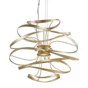 Image of Calligraphy 2 Light Pendant Gold Leaf Polished Stainless, Glass, 2700K