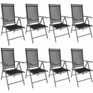 image of Tectake Folding Aluminium Garden Chairs Set Of 8 Black