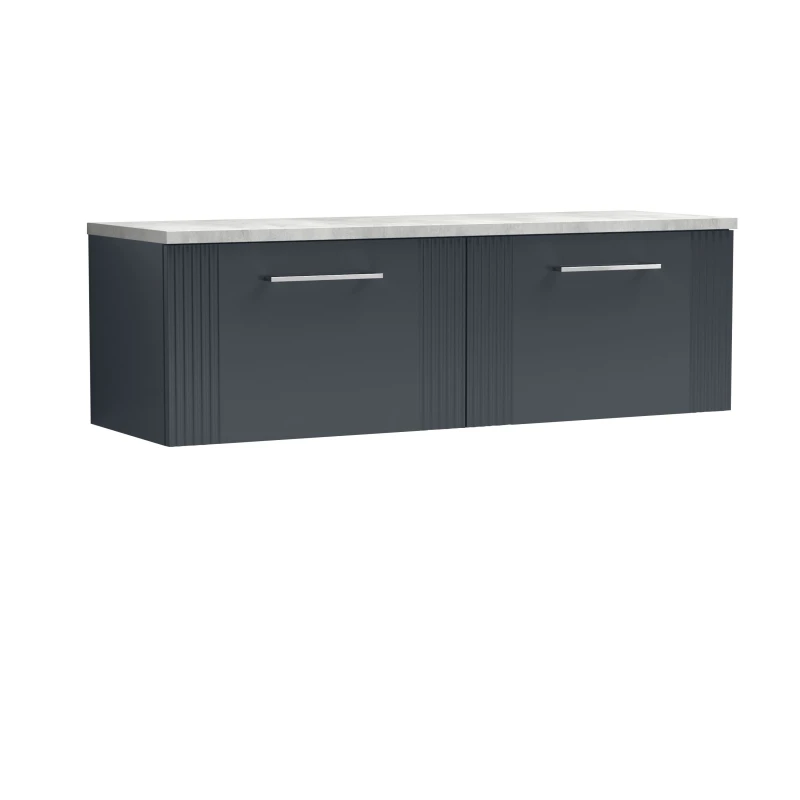 Image of Balterley 2 Drawer Wall Hung Vanity Unit Grey Laminate Worktop, 1200mm Grey Unisex