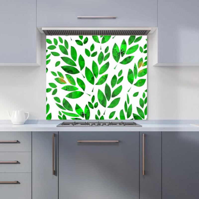 Image of Warren Reed - Designer Watercolor Abstract Leaves Kitchen Splashback in Green Size: 600mm x 750mm Green Unisex 600mm x 750mm