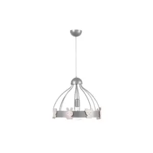 Image of Kiki Bunny Cylindrical Pendant Ceiling Light, Silver