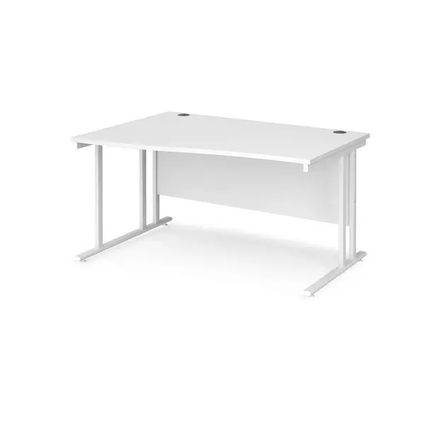 image of Maestro 25 Wave Desk White Frame and White Table Top - Left Hand - 1400mm