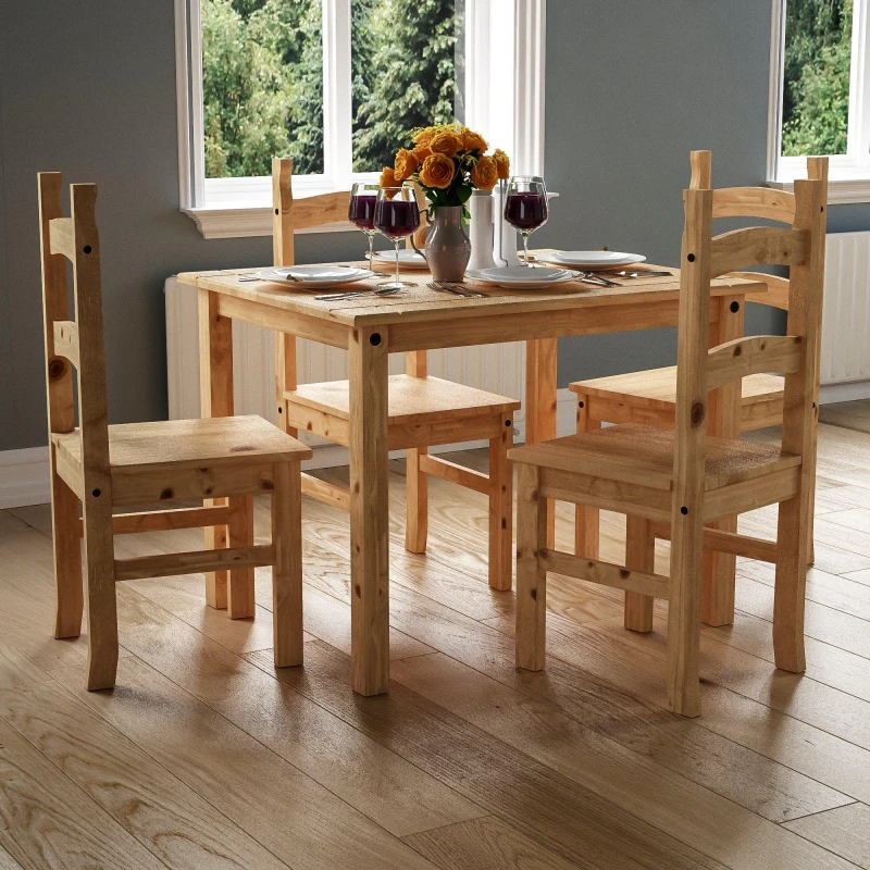 Image of Lassic Vida Designs Corona 4 Seater Dining Set Pine unisex 4 Seater